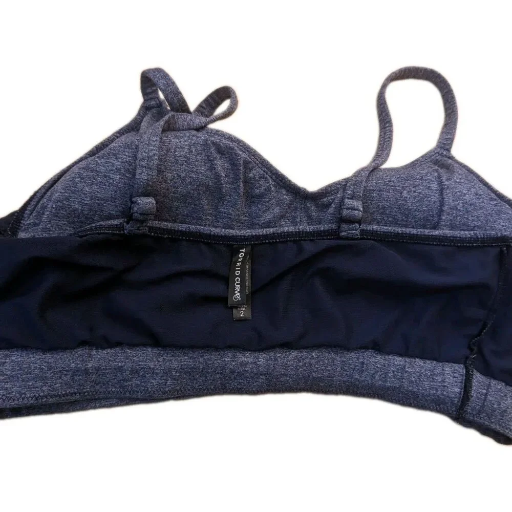 Torrid Curve Women Sports Bra 2 Denim Blue Bralette Wireless Convertible 1506500